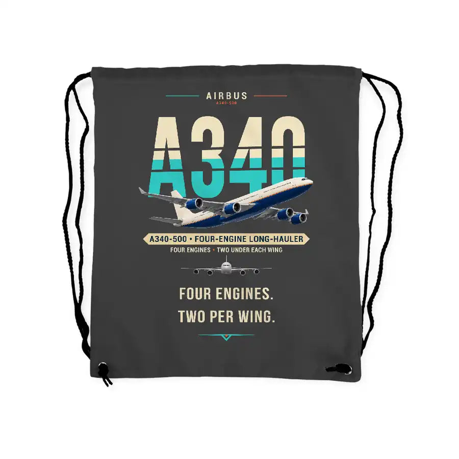 Airbus A340-500 - Drawstring Bag - Original - Gray