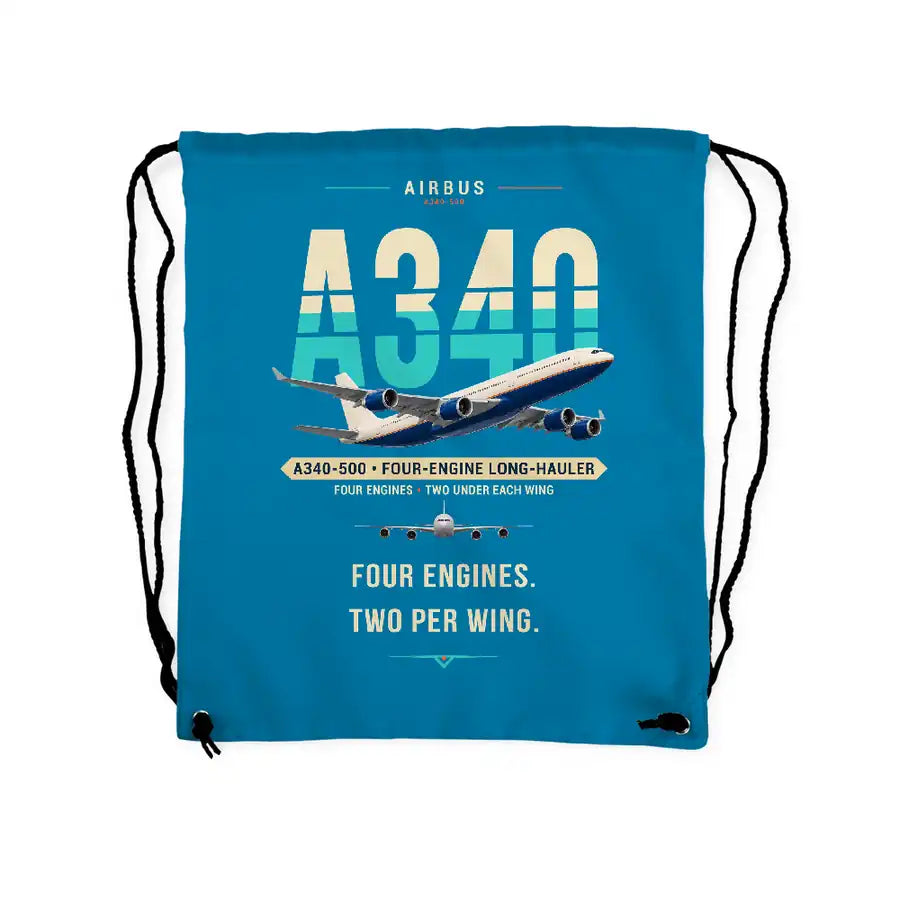 Airbus A340-500 - Drawstring Bag - Original - Light Blue