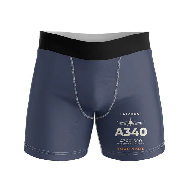 Airbus A340-500 - Men Boxers - Heritage + Name - Navy Blue