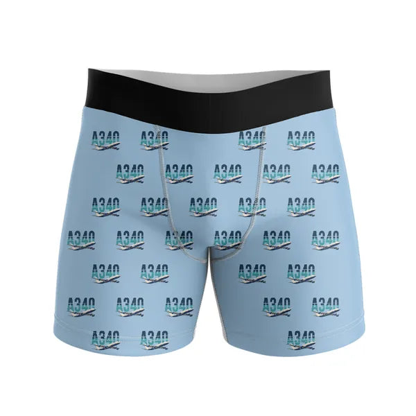 Airbus A340-500 - Men Boxers - Original Pattern - Light Blue