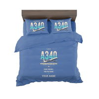Thumbnail for Airbus A340-500 - Original + Name - Bedding Set - Blue