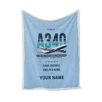 Thumbnail for Airbus A340-500 - Original + Name - Blanket - Light Blue
