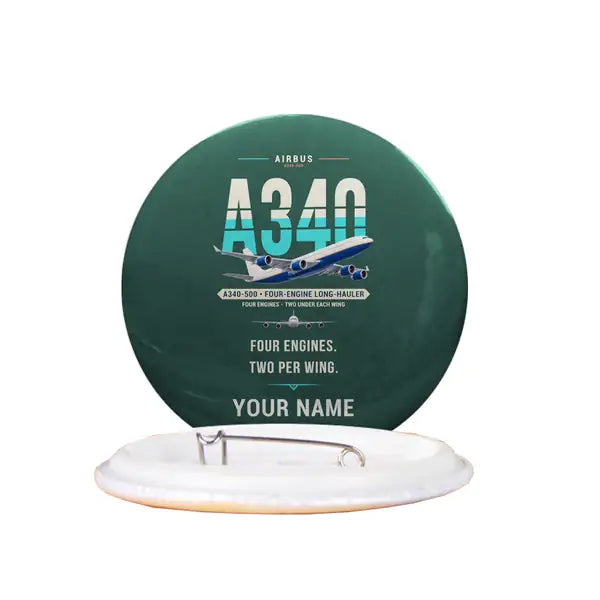 Airbus A340-500 - Original + Name - Pin - Dark Green
