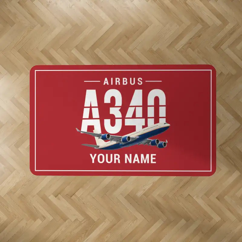 Airbus A340-500 - Original + Name - Rectangle Carpet - Red