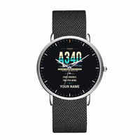 Thumbnail for Airbus A340-500 - Original + Name - Slim Mesh - Silver and Black Stainless Steel Strap