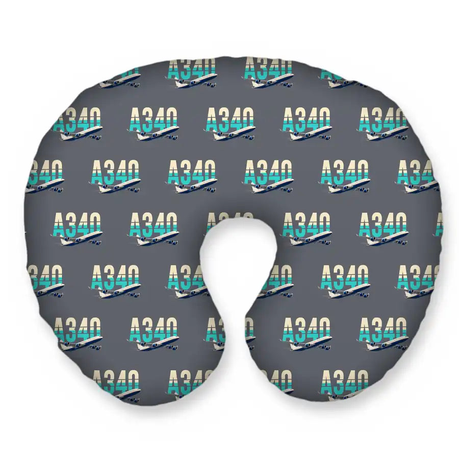 Airbus A340-500 - Original Seamless - Travel Pillow - Grey