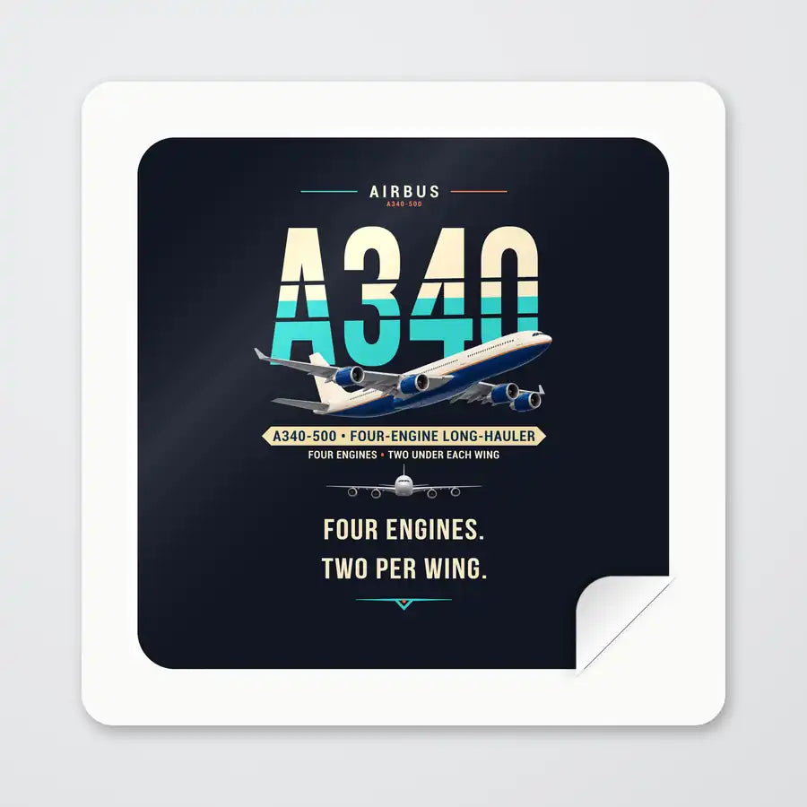 Airbus A340-500 - Original - Square Sticker - Peel