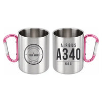 Thumbnail for Airbus A340-500 - Outdoors Mug - Tag + Name - Pink