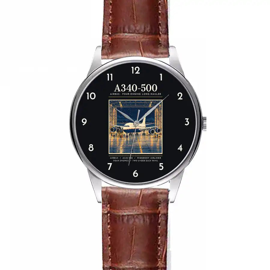 Airbus A340-500 - Poster - Leather Strap - Striped Brown Leather Strap