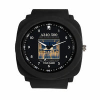 Thumbnail for Airbus A340-500 - Poster + Name - Rubber Strap - Black