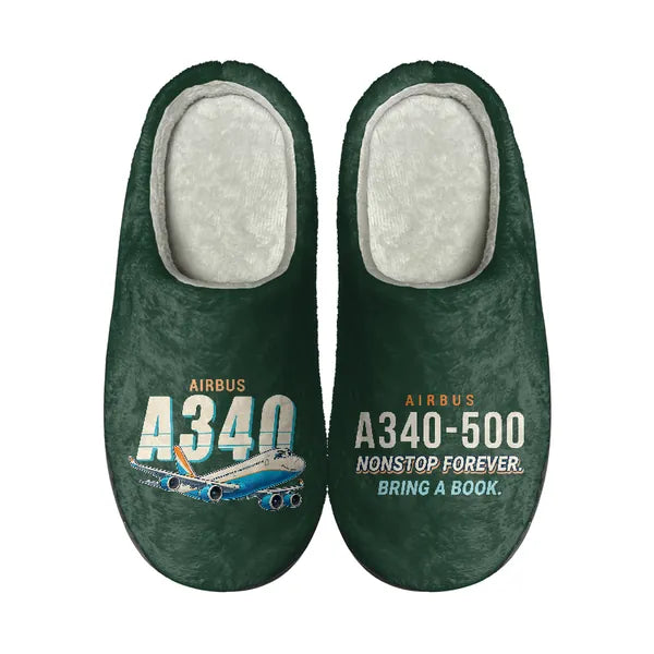 Airbus A340-500 - Slippers - Cotton - Cartoon - Dark Green