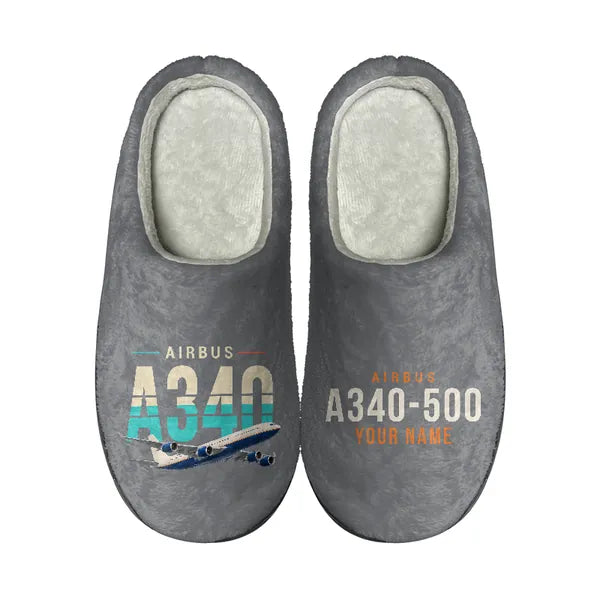Airbus A340-500 - Slippers - Cotton - Original + Name - Gray