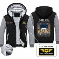 Thumbnail for Airbus A340-500 Zipped Sweatshirts - Poster + Name - Black & Gray
