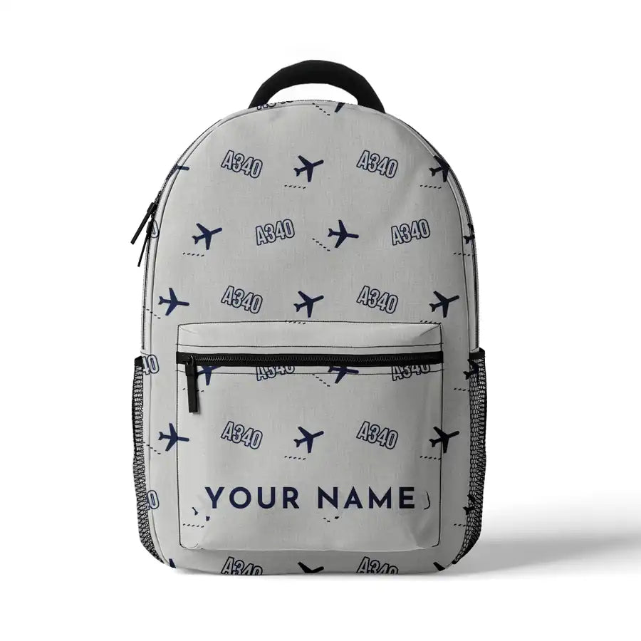 Airbus A340-600 - 3D Backpack - 3D Pattern + Name - White