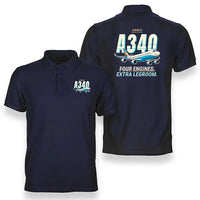 Thumbnail for Airbus A340-600 - Cartoon - Double-Side Polo - Navy Blue