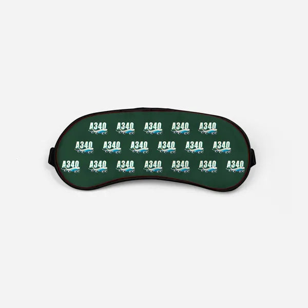 Airbus A340-600 - Cartoon Pattern - Sleep Mask - Dark Green