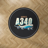 Thumbnail for Airbus A340-600 - Cartoon - Round Carpet - Black