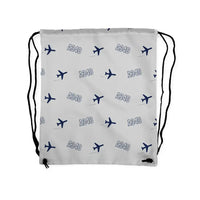 Thumbnail for Airbus A340-600 - Drawstring Bag - 3D Pattern - Light Gray