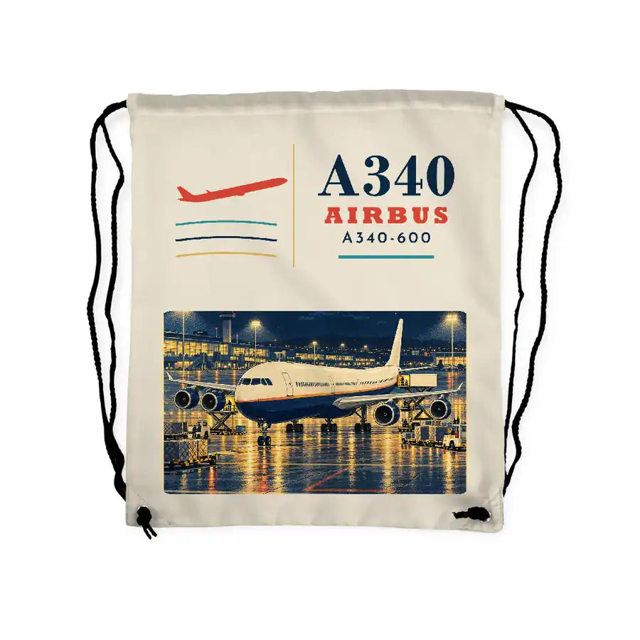 Airbus A340-600 - Drawstring Bag - Classic - Beige