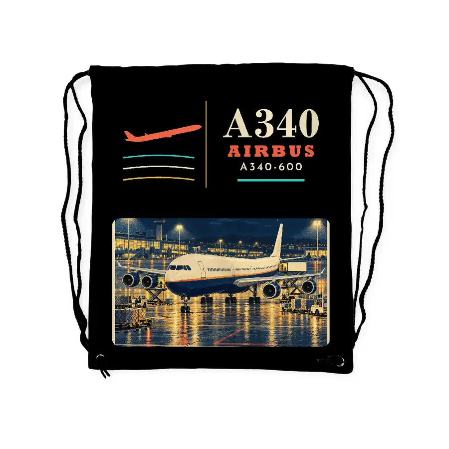 Airbus A340-600 - Drawstring Bag - Classic - Black