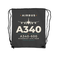 Thumbnail for Airbus A340-600 - Drawstring Bag - Heritage - Gray