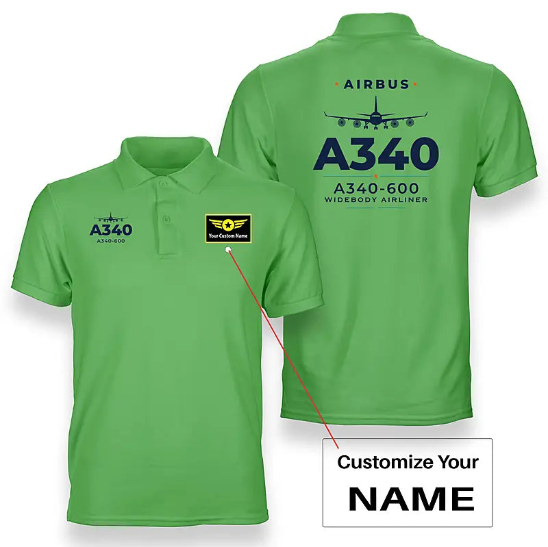 Airbus A340-600 - Heritage - Double-Side Polo - Light Green + Name