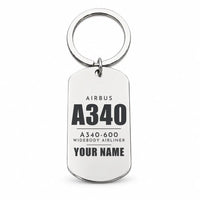 Thumbnail for Airbus A340-600 - Key Chain - Tag + Name - Silver