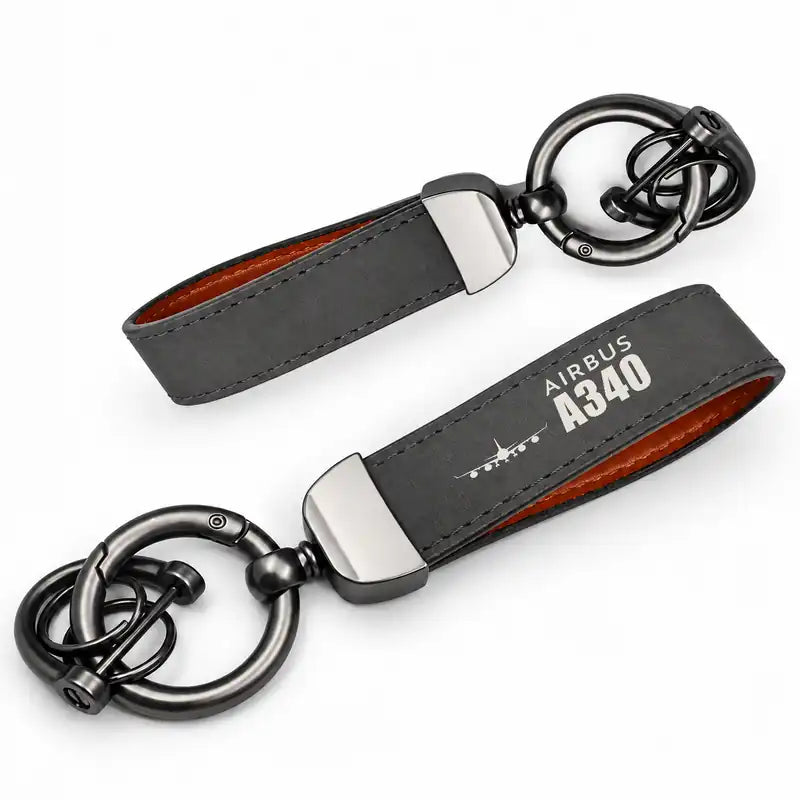 Airbus A340-600 - Leather Key Chain - Horseshoe Buckle - Heritage - Gray