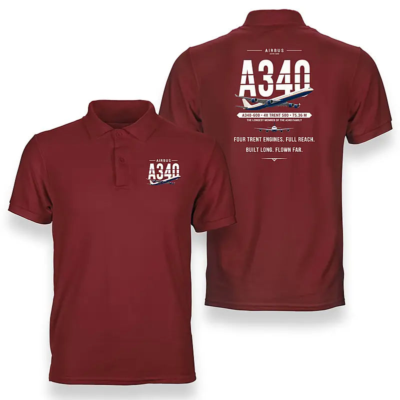 Airbus A340-600 - Original - Double-Side Polo - Red