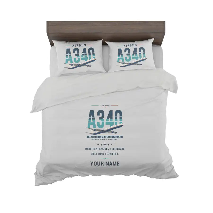 Airbus A340-600 - Original + Name - Bedding Set - Light Gray