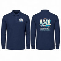 Thumbnail for Airbus A340-600 Premium Polo T-Shirts - Cartoon - Long Sleeve - Dark Blue