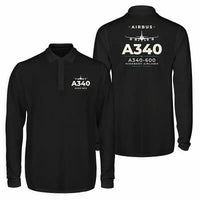 Thumbnail for Airbus A340-600 Premium Polo T-Shirts - Heritage - Long Sleeve - Black
