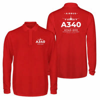 Thumbnail for Airbus A340-600 Premium Polo T-Shirts - Heritage - Long Sleeve - Red
