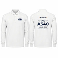 Thumbnail for Airbus A340-600 Premium Polo T-Shirts - Heritage - Long Sleeve - White