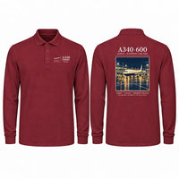 Thumbnail for Airbus A340-600 Premium Polo T-Shirts - Poster - Long Sleeve - Dark Red
