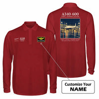 Thumbnail for Airbus A340-600 Premium Polo T-Shirts - Poster + Name - Long Sleeve - Dark Red