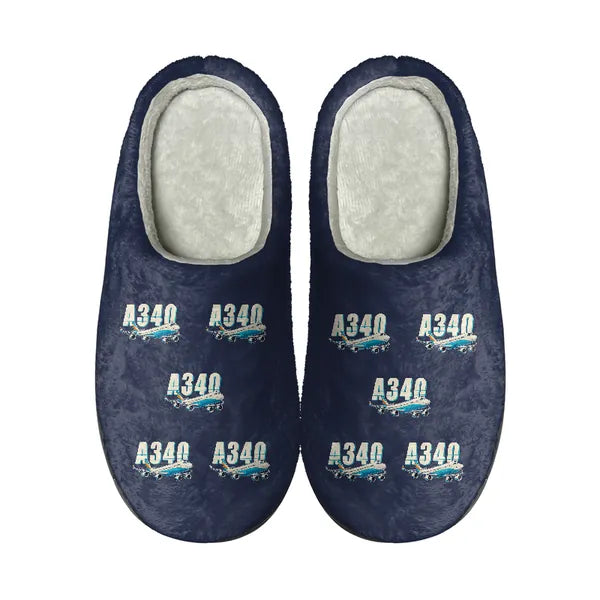 Airbus A340-600 - Slippers - Cotton - Cartoon Pattern - Navy Blue