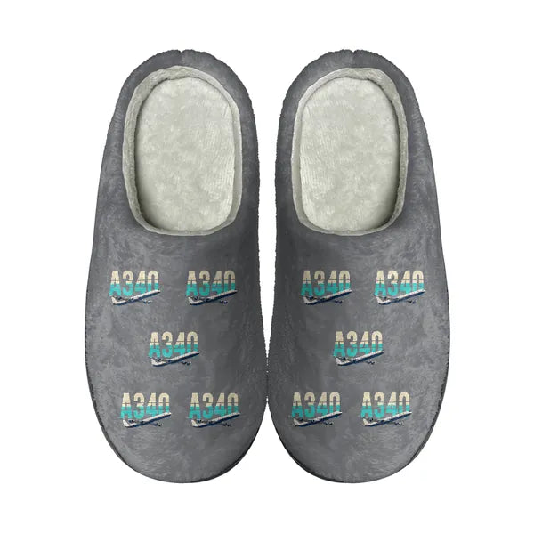Airbus A340-600 - Slippers - Cotton - Original Pattern - Gray