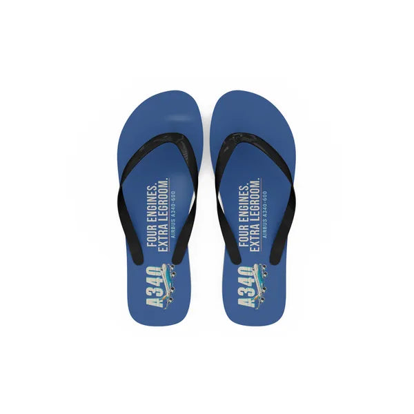 Airbus A340-600 - Slippers - Flip Flops - Cartoon - Blue