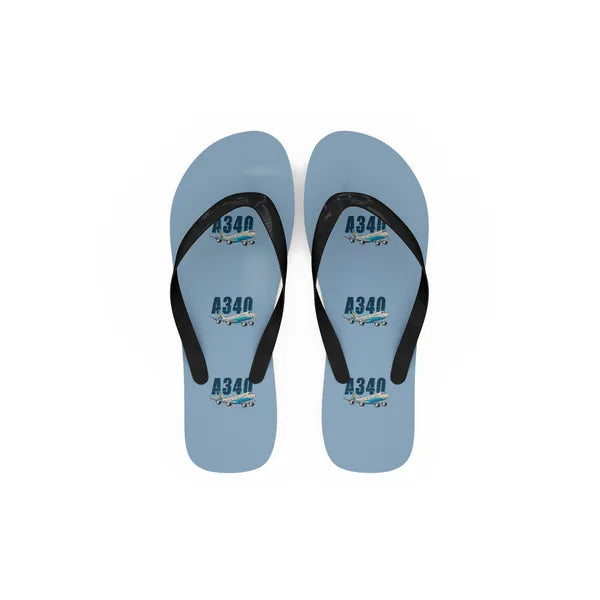 Airbus A340-600 - Slippers - Flip Flops - Cartoon Pattern - Light Blue