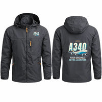 Thumbnail for Airbus A340-600 Stylish Jackets - Hooded Windbreaker - Cartoon - Charcoal
