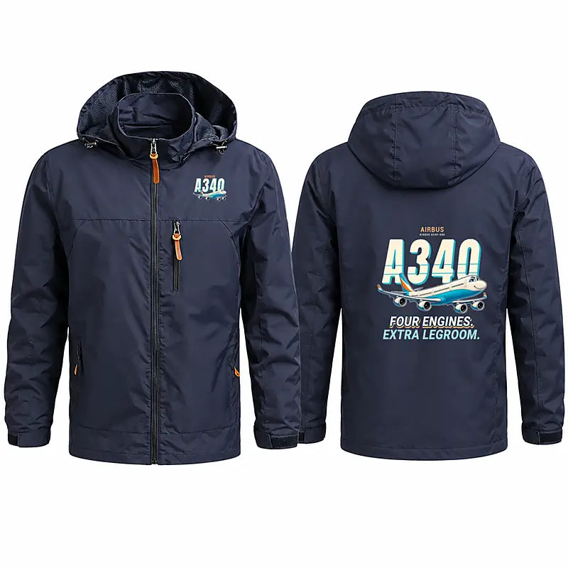 Airbus A340-600 Stylish Jackets - Hooded Windbreaker - Cartoon - Navy Blue