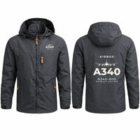 Thumbnail for Airbus A340-600 Stylish Jackets - Hooded Windbreaker - Heritage - Charcoal