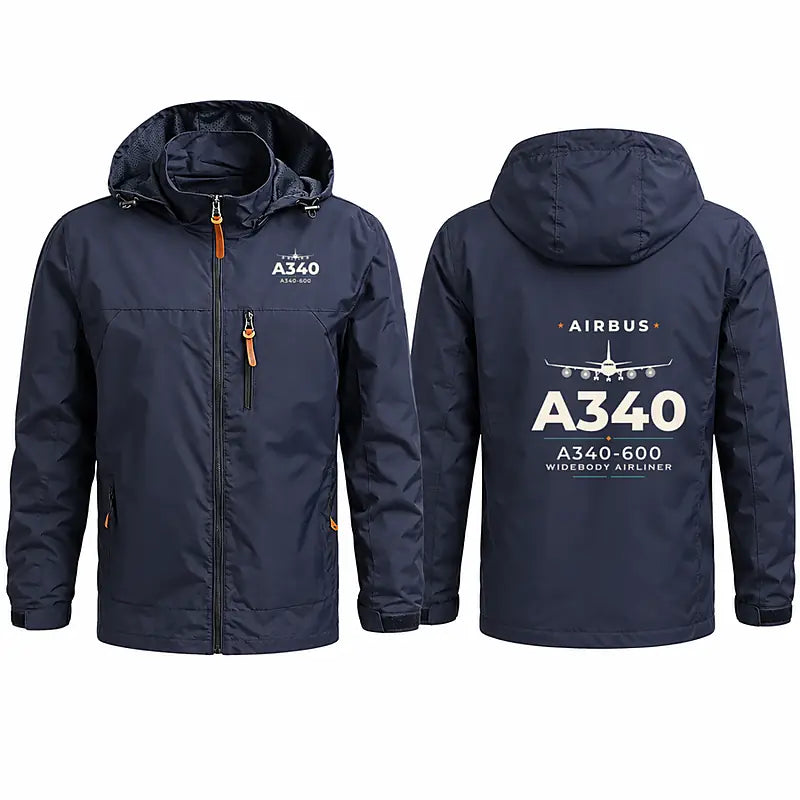 Airbus A340-600 Stylish Jackets - Hooded Windbreaker - Heritage - Navy Blue