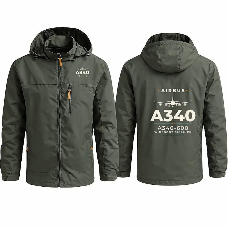 Airbus A340-600 Stylish Jackets - Hooded Windbreaker - Heritage - Olive Green