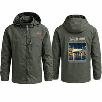 Thumbnail for Airbus A340-600 Stylish Jackets - Hooded Windbreaker - Poster - Olive Green