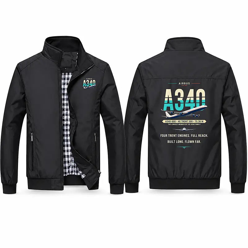 Airbus A340-600 Stylish Jackets - Stand Collar - Original - Black