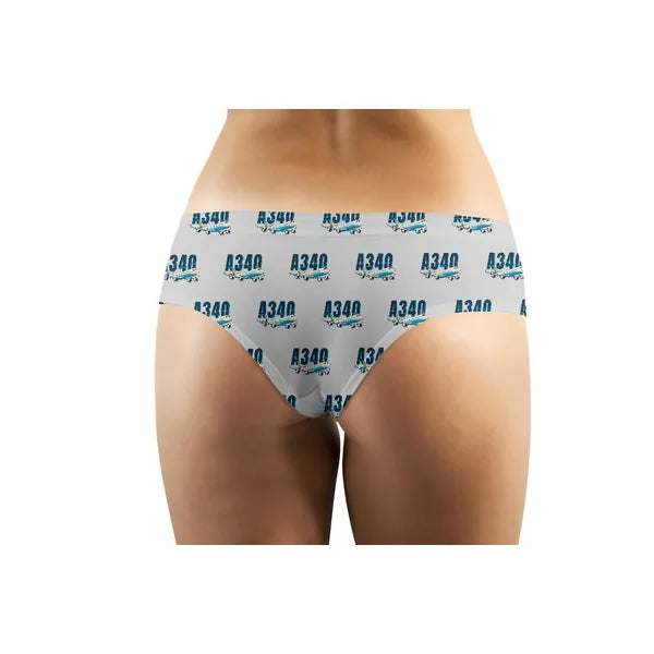 Airbus A340-600 - Women Panties - Cartoon Pattern - Light Gray - Back
