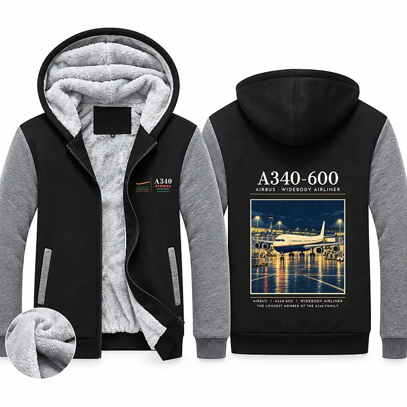 Airbus A340-600 Zipped Sweatshirts - Poster - Black & Gray