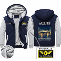 Thumbnail for Airbus A340-600 Zipped Sweatshirts - Poster + Name - Navy & Gray
